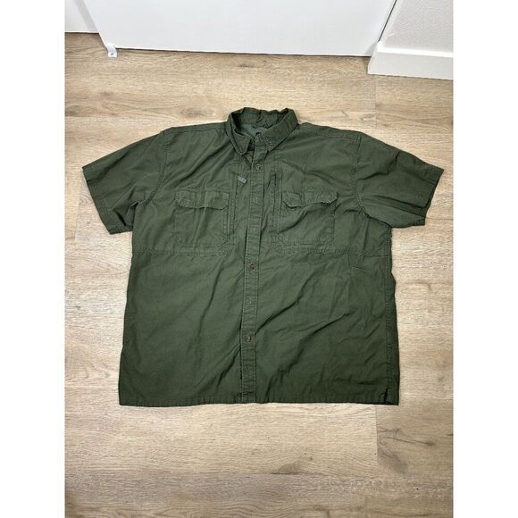 Eotac Operator Grade Green Vented Short Sleeve Button Up Shirt Mens Size XL - Picture 1 of 8